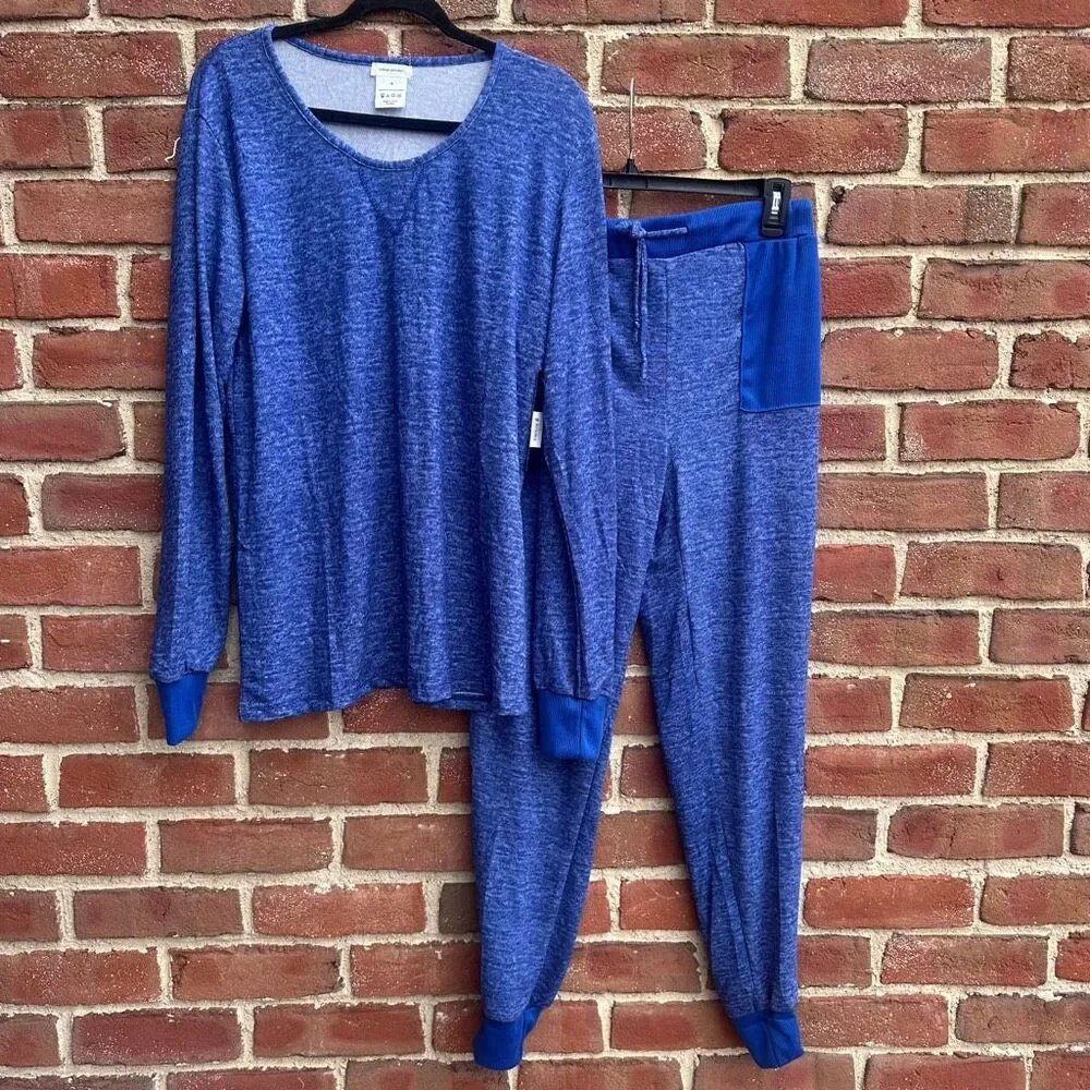 Catherine Malandrino $69 Jogger 2Pc Lounge PJ Set Blue 2X NEW